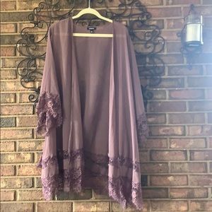 Purple chifffon lace kimono